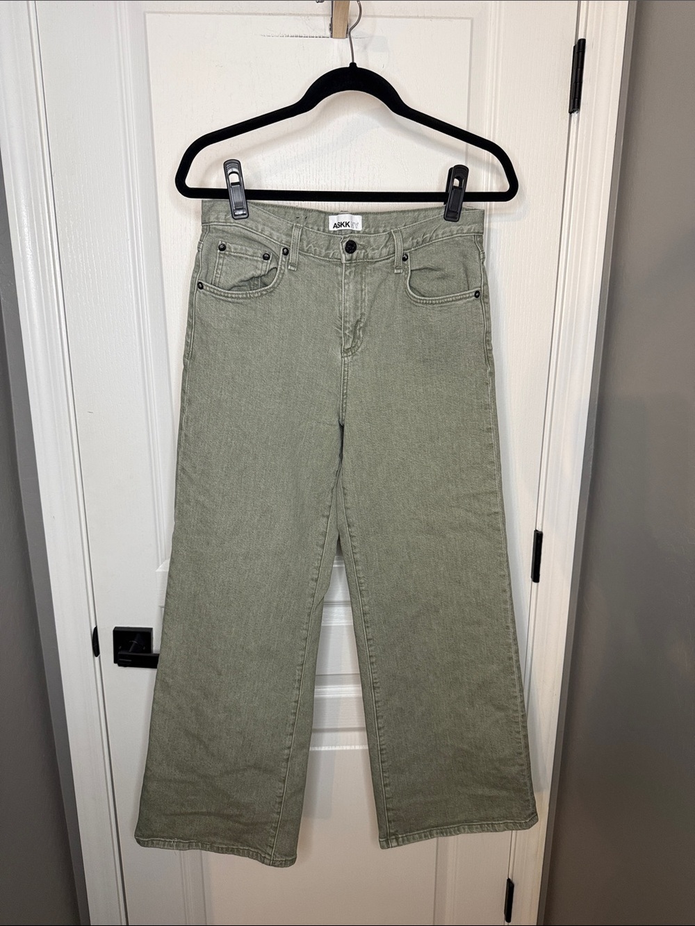 ASKK NY Wide Leg Jeans in Sage Green